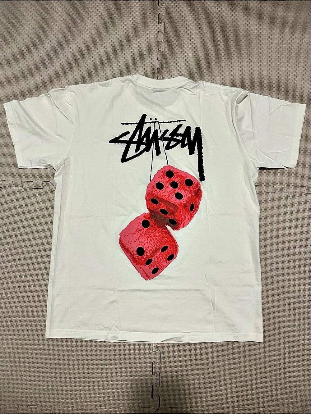 Stussy Basic Logo Tee Graphic Tee in White & Red XL